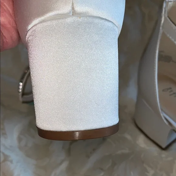 White Crystal Embellished Stiletto Heels - Picture 7 of 9